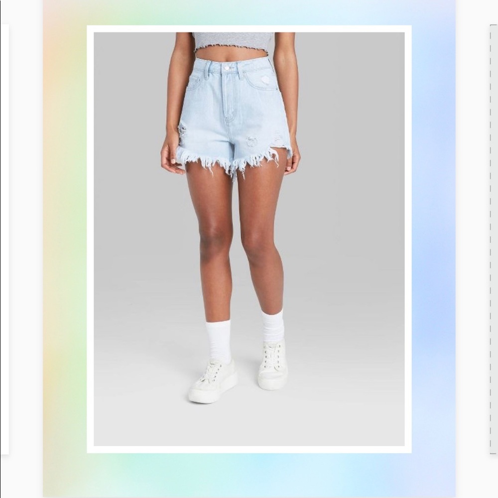 High-Rise Frayed Hem Jean Shorts - Wild Fable™
